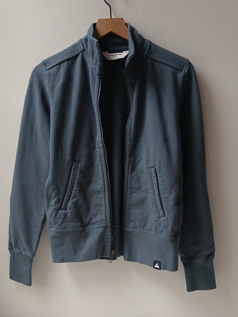 American Giant Full Zip Moto Sweatshirt Blue Women's Small
